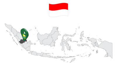 Location of Province Jambi on map Indonesia. 3d Jambi flag map marker location pin. Quality map with Provinces of Indonesia for your web site design, app, UI. EPS10.