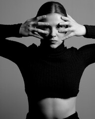 minimal portrait in low key and monochrome
