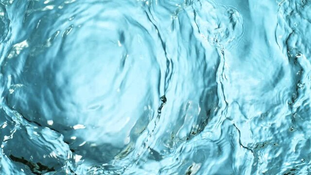 Super Slow Motion of Water Surface at 1000fps. Top Down View.