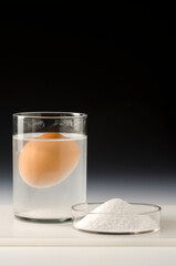 Physics. Egg floating in salt water.