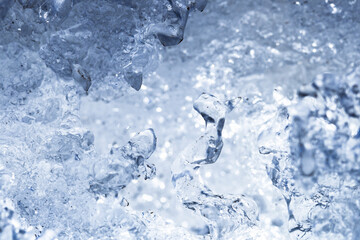 Ice whimsical natural sculpture. Frozen ice random shapes