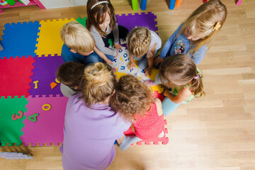 Educational group activity at the kindergarten or daycare