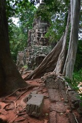 Buddha face sculpture in Angkor, Siem Reap, Cambodia