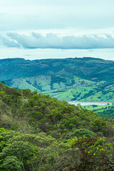 Landscape of mountains and lake of Capitólio, Minas Gerais state, Brazil. Mineiro eco tourism destination.