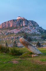 Menhir Ilso de Lodos and Ermita Ntra.Sra. de las Nieves, Guriezo, MOC Montaña Oriental Costera,...