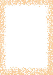 Golden glitter confetti rectangular border. Premade art composition. Paper a4 template with copy space