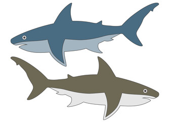 Obraz premium Great turquoise and green shark in the set.