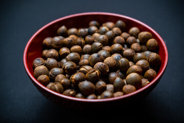 Thailand chestnut grilled photo on dark background