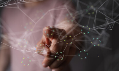 technology binary code interface digital touch
