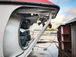 A mini submarine in an old shipyard. Photo from the island Högmarsö, Sweden.