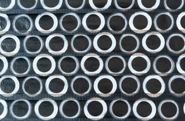 black plasic rings for curtains, painted on blach backgtround