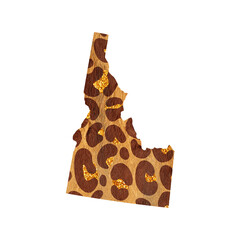 Political divisions of the US. Patriotic clip art in safari leopard print. State Idaho