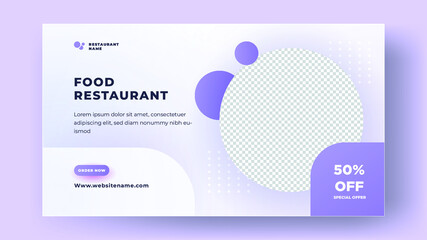 Modern social media post templates. restaurant food in white blue Premium Vector