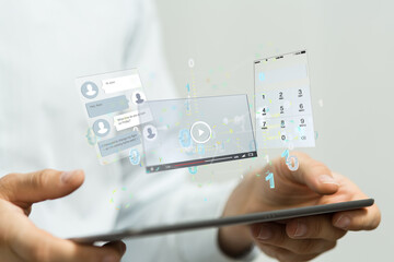 virtual develop interface web application in hand