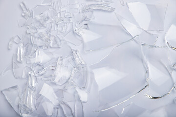 Broken glass on a white background.