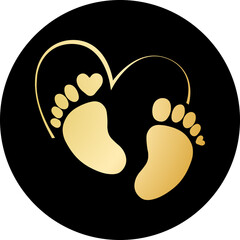 Baby Footprints with heart vector symbol.