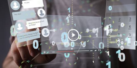 virtual develop interface web application in hand
