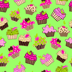 seamless pattern with cupcakes