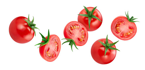 Red tomato half isolated on white background