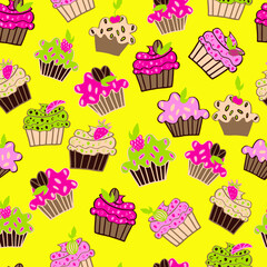 seamless cupcake pattern