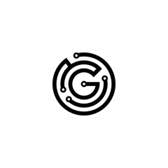 g initial technology logo design vector template