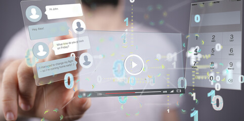virtual develop interface web application in hand
