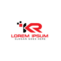 Simple minimalist KR letter technology logo design template