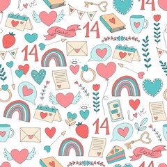 Valentine's Day. Vector seamless pattern. Digital paper. Decorative background for design