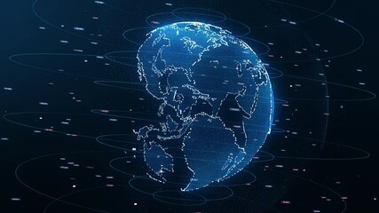 Digital earth rotating,Concept 3d animation social future technology abstract business scientific global network,animation digital grid data communication technology background.