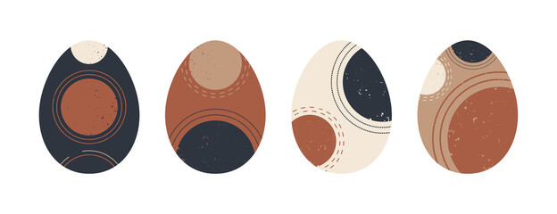 Obraz na płótnie Canvas Set of minimalistic geometric easter egg with geometric shape elements. Modern boho contemporary creative trendy abstract templates vector illustration.
