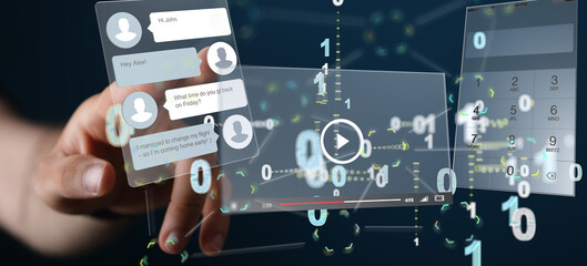 virtual develop interface web application in hand