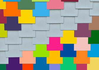 Abstract 3D illustration,partly toned in corners with bright mood boosting colors,made of siding tiles for exterior decoration of walls as parallel strips steps.Trend backdrop,copy space.Part gray