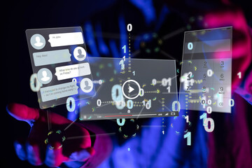 virtual develop interface web application in hand