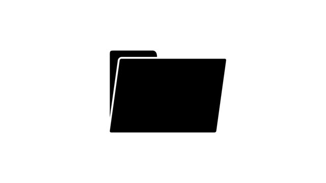 Black Document folder icon isolated on white background. Accounting binder symbol. Bookkeeping management. 4K Video motion graphic animation