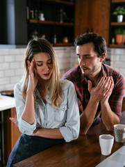 Boyfriend and girlfriend are arguing. Jealous girlfriend having an argument with her boyfriend