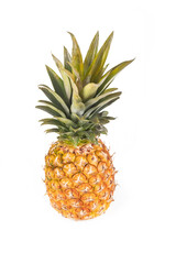 Studio lighting. white background. it has a juicy fruit on it. Pineapple.