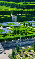 Obraz premium French Gardens, Ecological gardening, Villandry Castle, Villandry, Indre-et-Loire Department, The Loire Valley, France, Europe