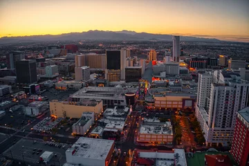 Fototapeten Aerial View of Downtown Vegas at Dusk © Jacob