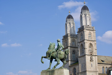Hans Waldmann monument at the old town of Zurich. Photo taken March 7th, 2021, Zurich, Switzerland.