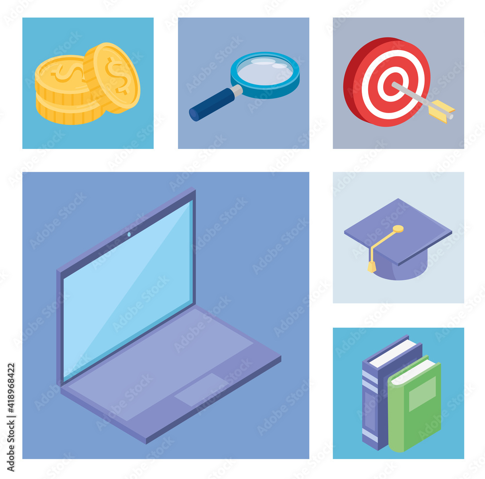 Wall mural social media solutions isometric icons