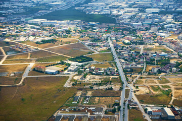 Daytime view from a plane taking off from Istanbul airport