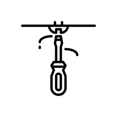 Screwdriver outline icons. Vector illustration. Editable stroke. Isolated icon suitable for web, infographics, interface and apps.
