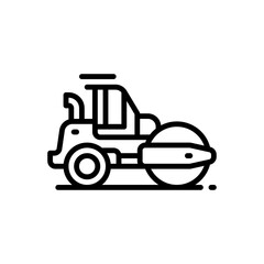 Road roller outline icons. Vector illustration. Editable stroke. Isolated icon suitable for web, infographics, interface and apps.