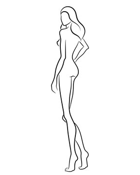 black line art woman figure clip art preview