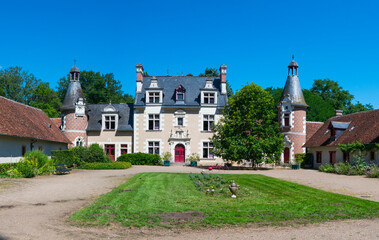 Fototapeta na wymiar Stables and main entrance of the castle, Troussay Castle, Cheverny Village, Loir-et-Cher Department, The Loire Valley, France, Europe