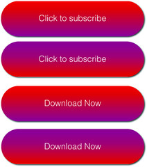 Download now and subscribe buttons with shadows. Rollover icon. Website download button modern concept for website and projects. Dark and light interface design. Click to download Red and purple icons