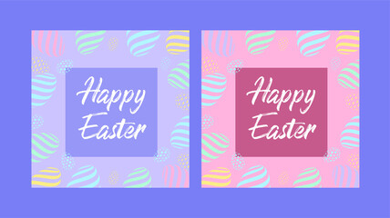 Happy easter day holiday greeting banners with easter egg pattern background