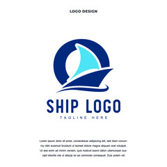 Creative ocean Cruise ship icon logo design vector illustration. nautical sailing boat logo design color editable