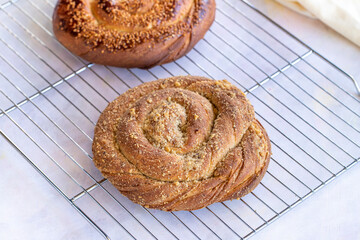 Walnut and tahini tea bread. Mediterranean and Middle Eastern cuisine.
