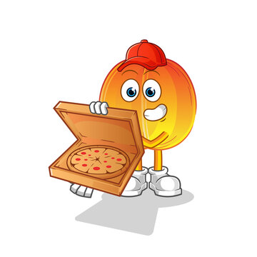 recommend clip art: apricot pizza delivery boy vector. cartoon character